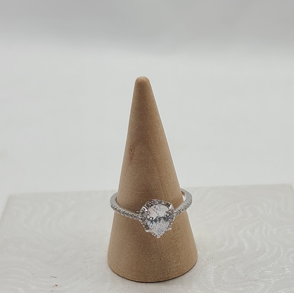 925 TG (Touch of Gold) Size 8 Ring with a Multi-Faceted Pear Shaped CZ NWT